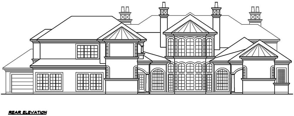 Home Plan Rear Elevation of this 5-Bedroom,9832 Sq Ft Plan -195-1176