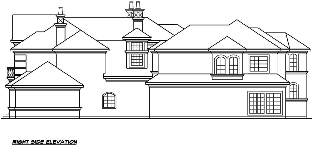 Home Plan Right Elevation of this 5-Bedroom,9832 Sq Ft Plan -195-1176
