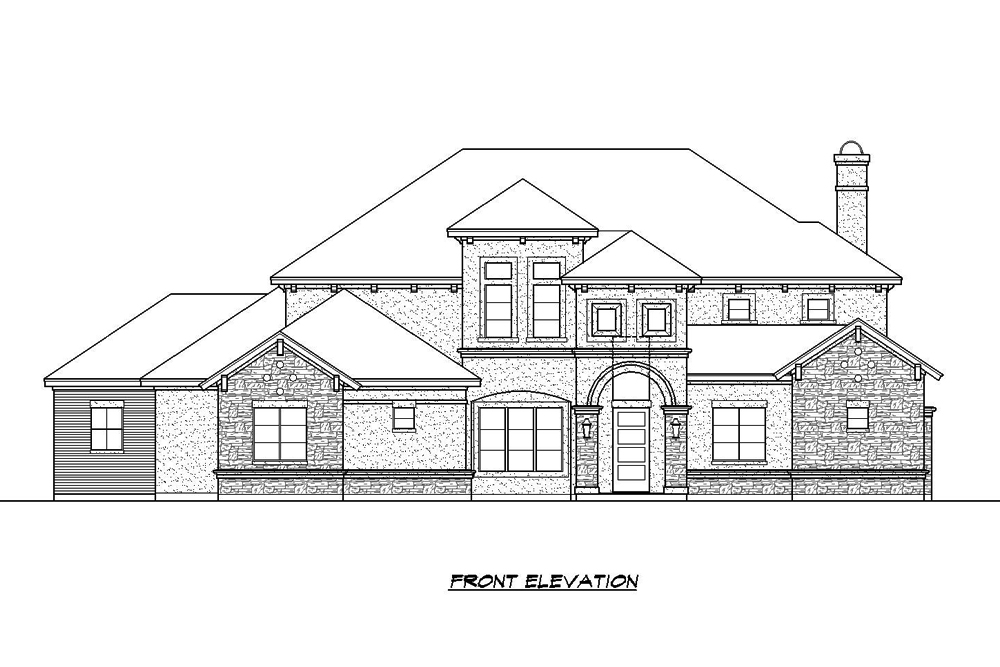 Home Plan Front Elevation of this 4-Bedroom,3692 Sq Ft Plan -195-1179