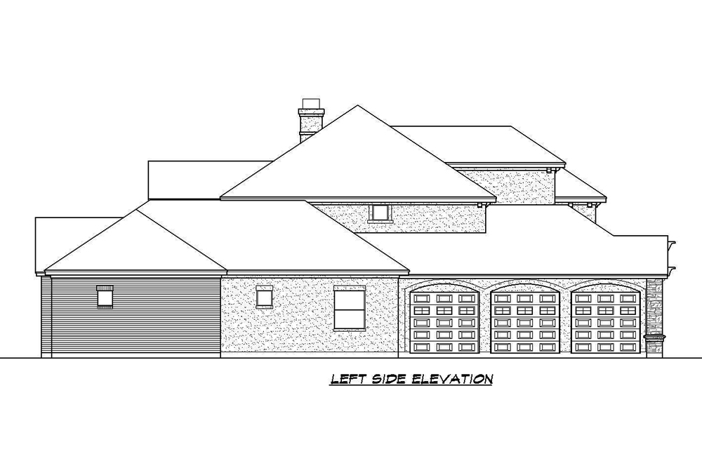 Home Plan Left Elevation of this 4-Bedroom,3692 Sq Ft Plan -195-1179