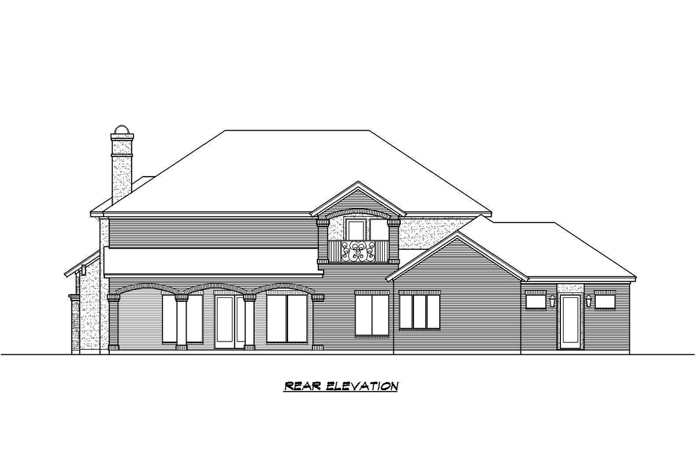 Home Plan Rear Elevation of this 4-Bedroom,3692 Sq Ft Plan -195-1179