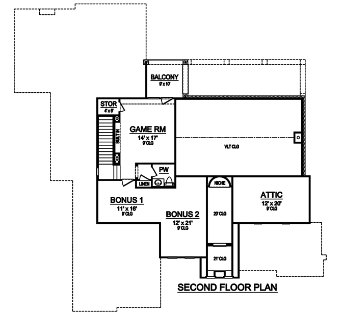 Floor Plan Second Story of Mediterranean Plan #195-1179