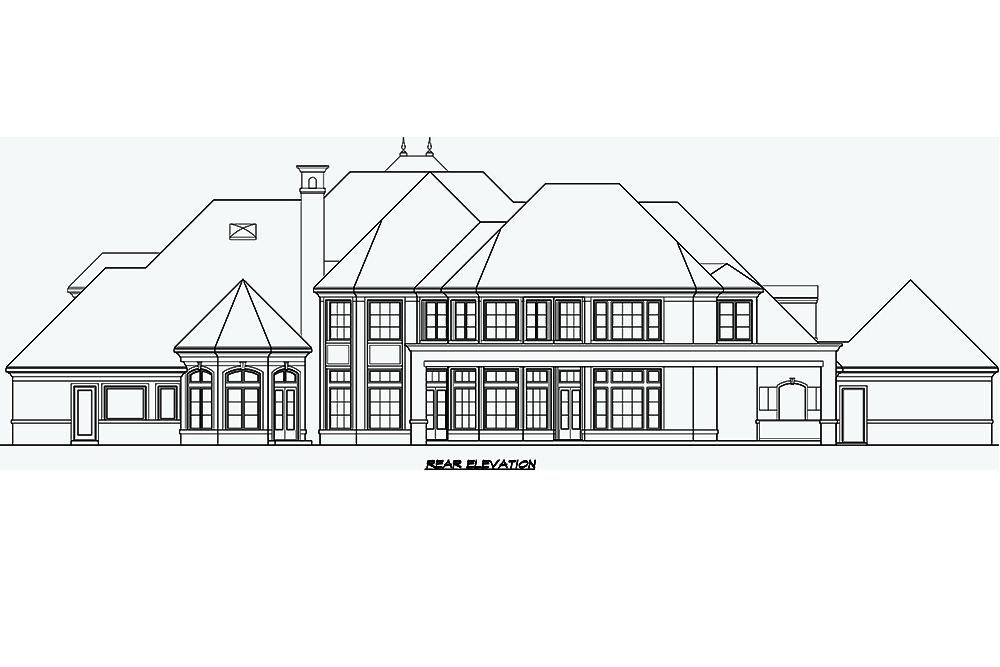 Home Plan Rear Elevation of this 5-Bedroom,8988 Sq Ft Plan -195-1180