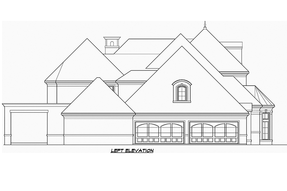 Home Plan Left Elevation of this 5-Bedroom,8988 Sq Ft Plan -195-1180