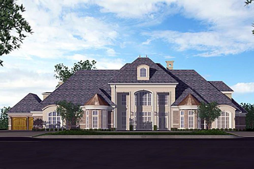 Front elevation of Georgian home (ThePlanCollection: House Plan #195-1180)