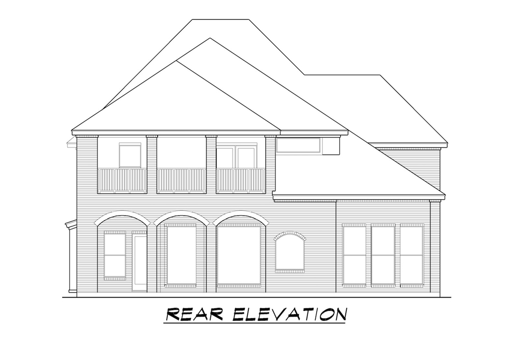Home Plan Rear Elevation of this 4-Bedroom,4238 Sq Ft Plan -195-1204