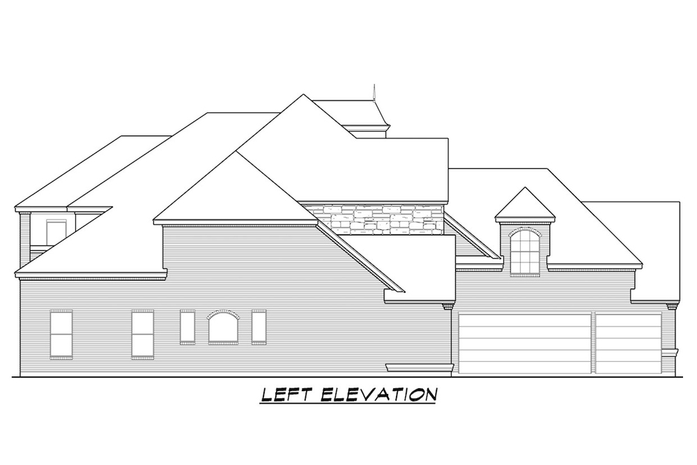 Home Plan Left Elevation of this 4-Bedroom,4238 Sq Ft Plan -195-1204