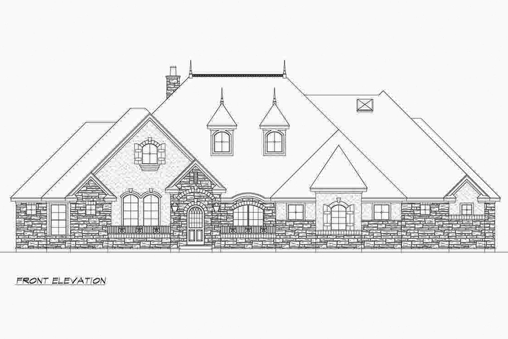 Home Plan Front Elevation of this 4-Bedroom,4390 Sq Ft Plan -195-1210