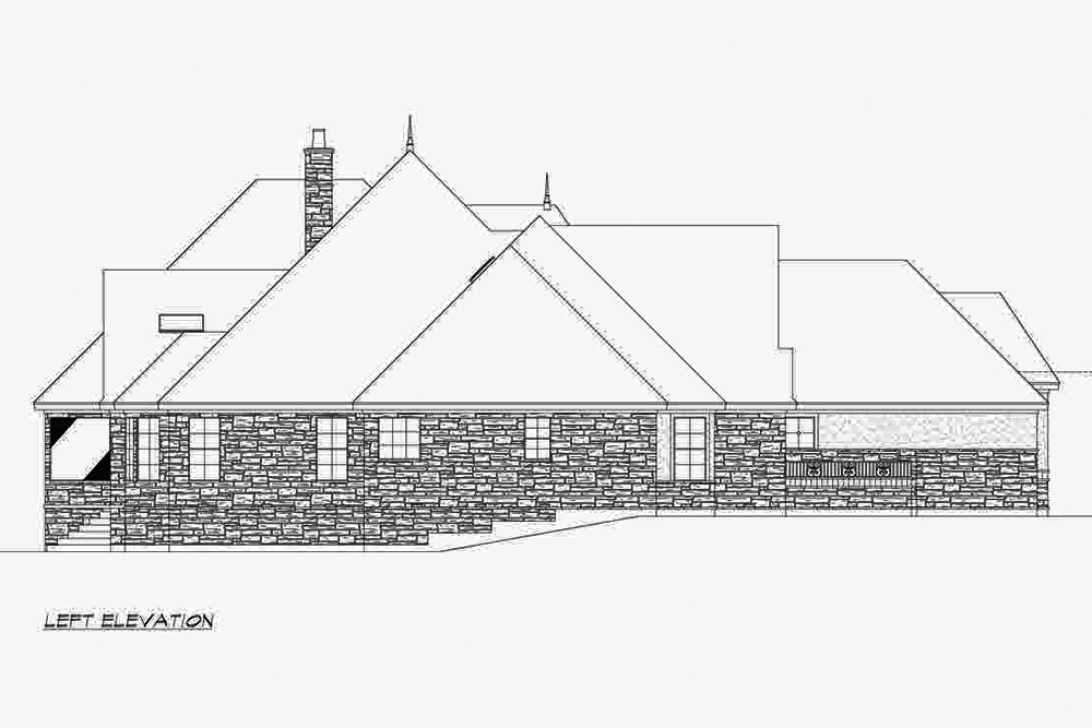 Home Plan Left Elevation of this 4-Bedroom,4390 Sq Ft Plan -195-1210