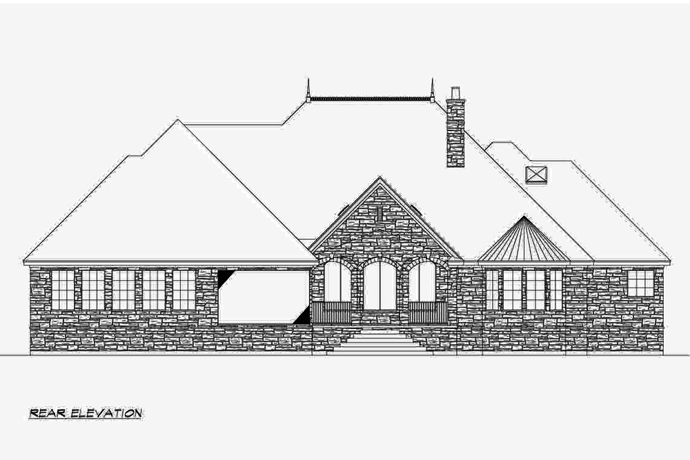 Home Plan Rear Elevation of this 4-Bedroom,4390 Sq Ft Plan -195-1210
