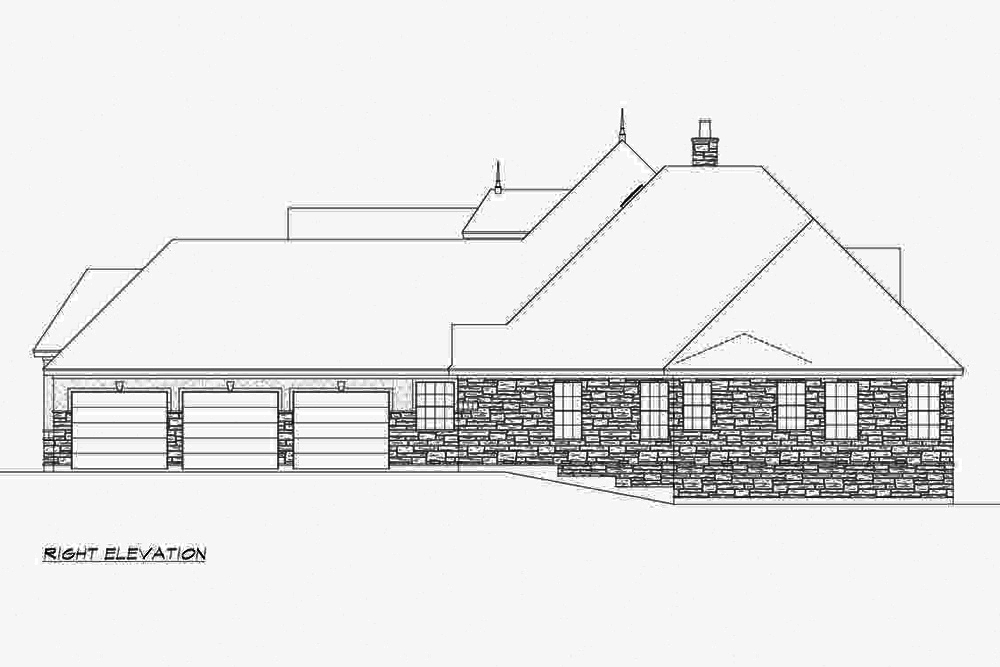 Home Plan Right Elevation of this 4-Bedroom,4390 Sq Ft Plan -195-1210