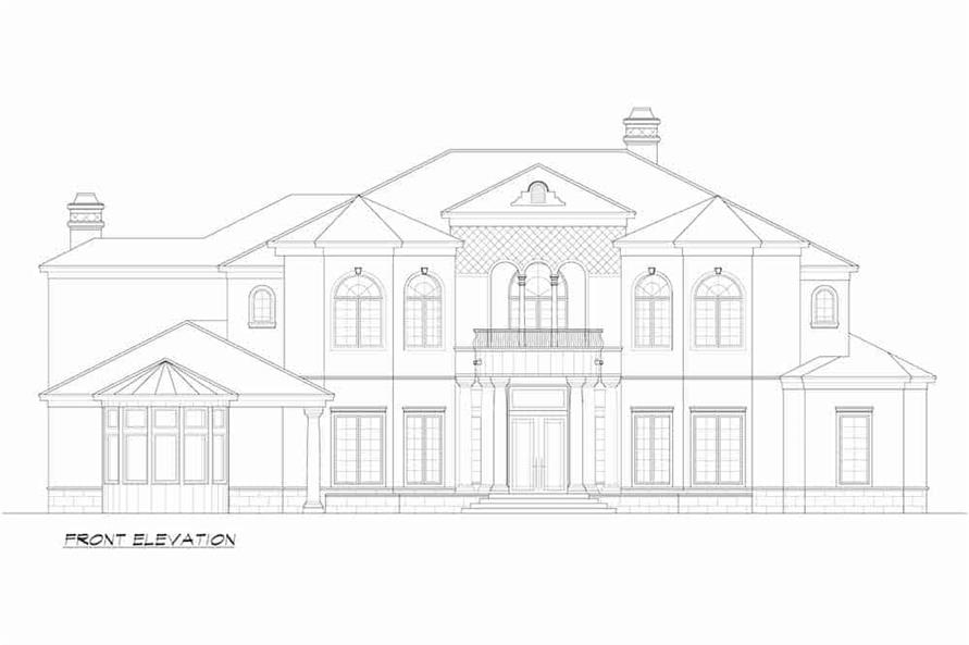 Home Plan Front Elevation of this 5-Bedroom,7587 Sq Ft Plan -195-1216