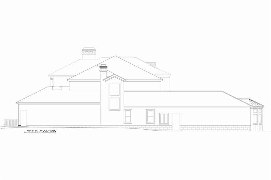 Home Plan Left Elevation of this 5-Bedroom,7587 Sq Ft Plan -195-1216