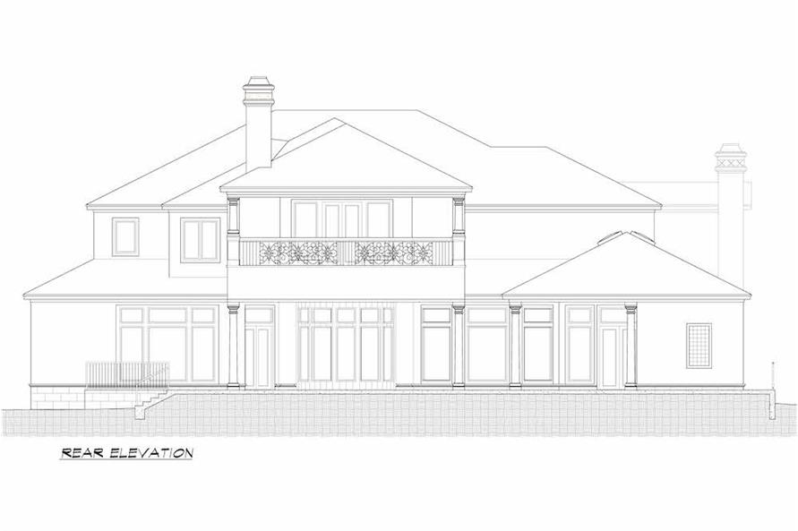 Home Plan Rear Elevation of this 5-Bedroom,7587 Sq Ft Plan -195-1216