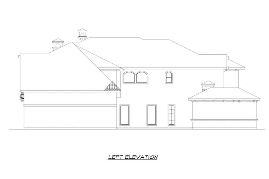 Home Plan Left Elevation of this 4-Bedroom,6093 Sq Ft Plan -195-1217