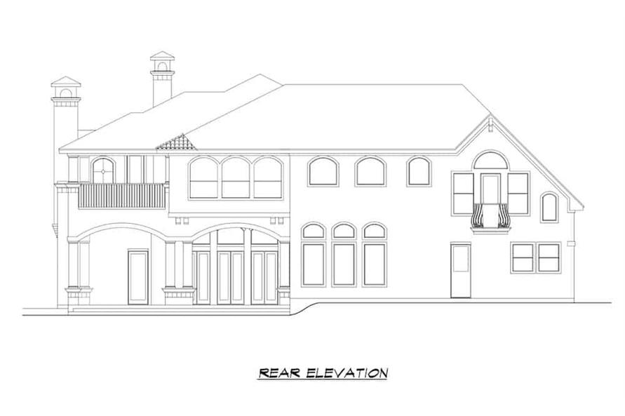 Home Plan Rear Elevation of this 4-Bedroom,6093 Sq Ft Plan -195-1217
