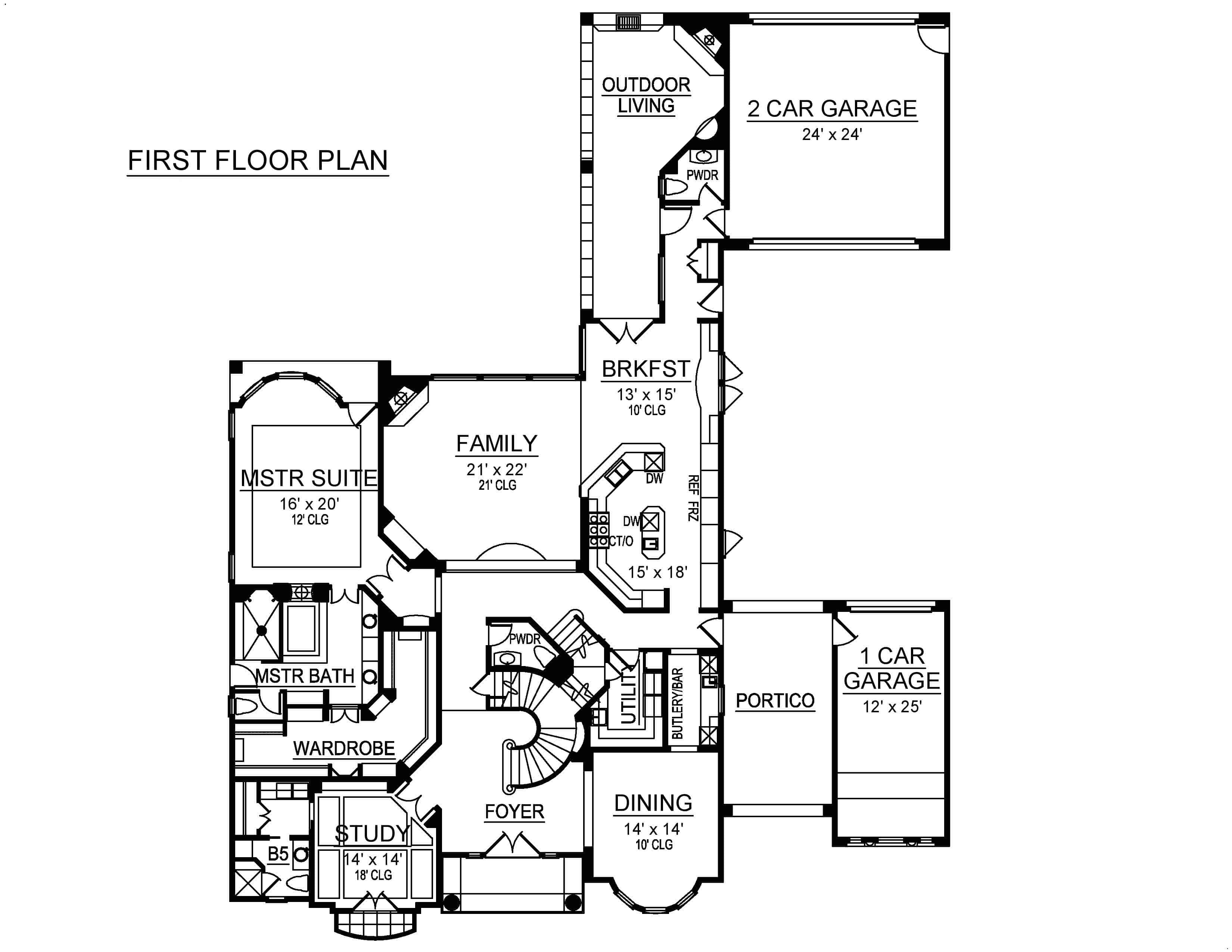 Main Level of Mediterranean Plan #195-1218