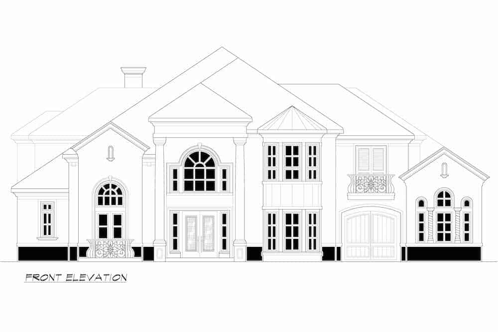 Home Plan Front Elevation of this 4-Bedroom,4998 Sq Ft Plan -195-1218