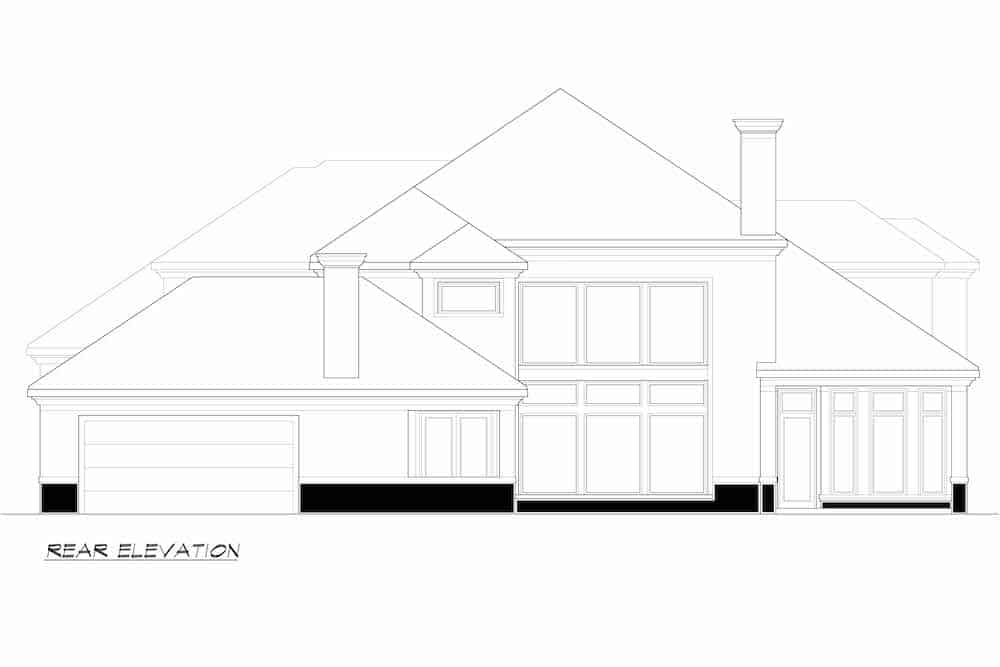 Home Plan Rear Elevation of this 4-Bedroom,4998 Sq Ft Plan -195-1218