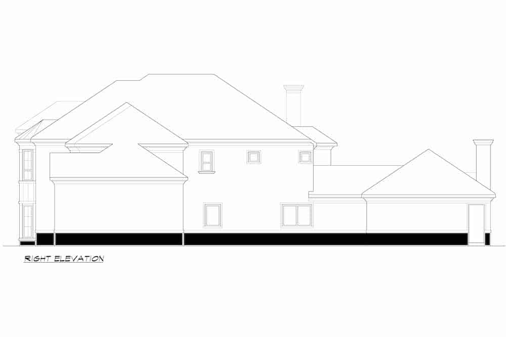 Home Plan Right Elevation of this 4-Bedroom,4998 Sq Ft Plan -195-1218