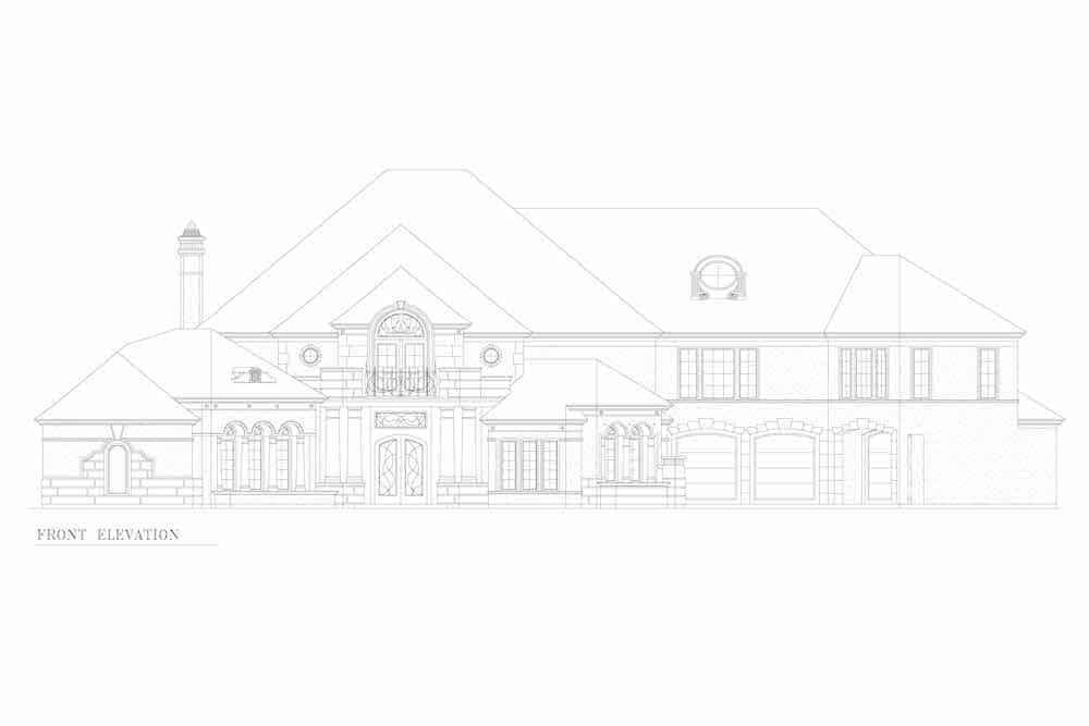Home Plan Front Elevation of this 4-Bedroom,5484 Sq Ft Plan -195-1219