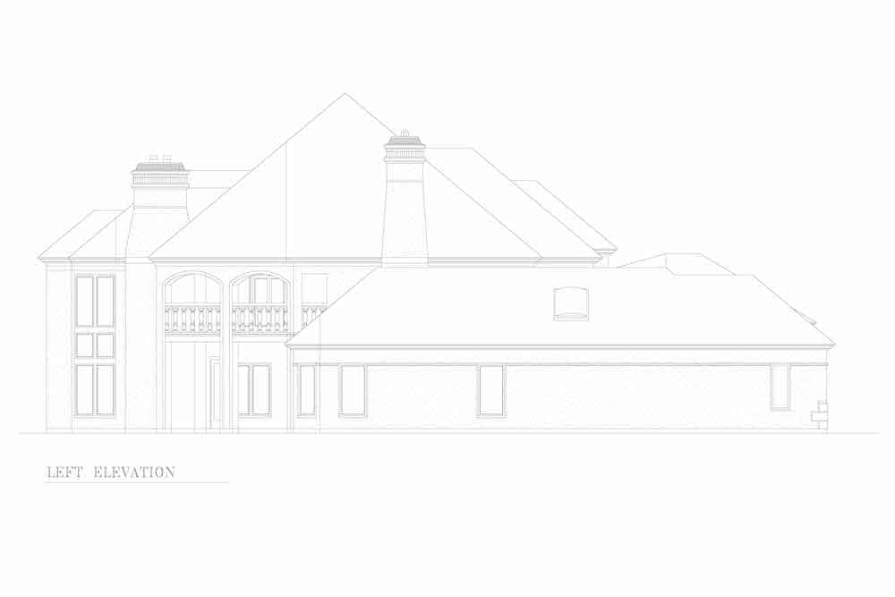 Home Plan Left Elevation of this 4-Bedroom,5484 Sq Ft Plan -195-1219