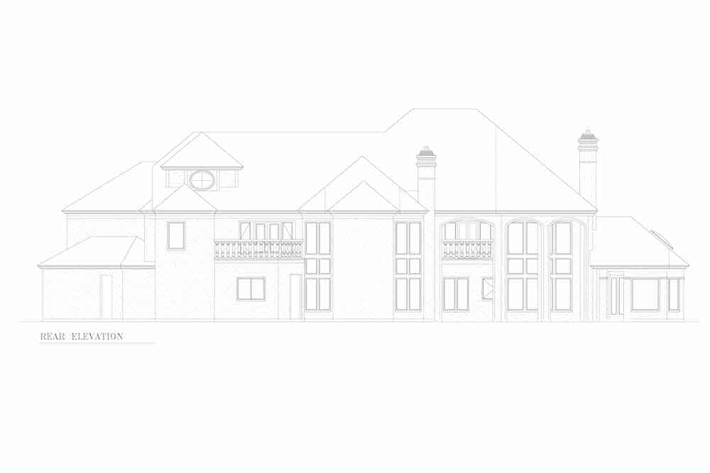 Home Plan Rear Elevation of this 4-Bedroom,5484 Sq Ft Plan -195-1219