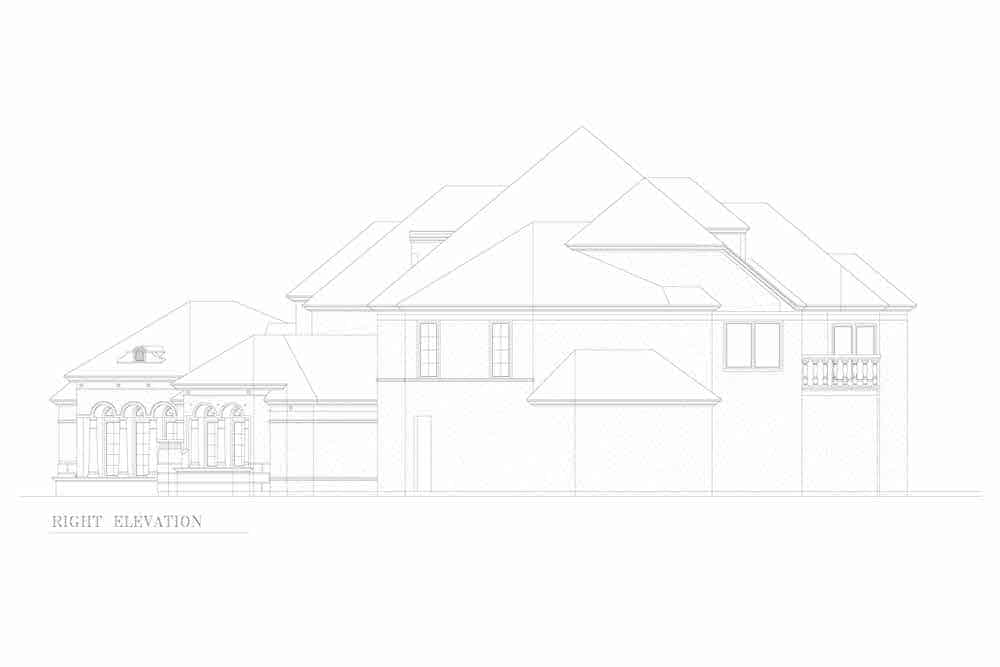 Home Plan Right Elevation of this 4-Bedroom,5484 Sq Ft Plan -195-1219
