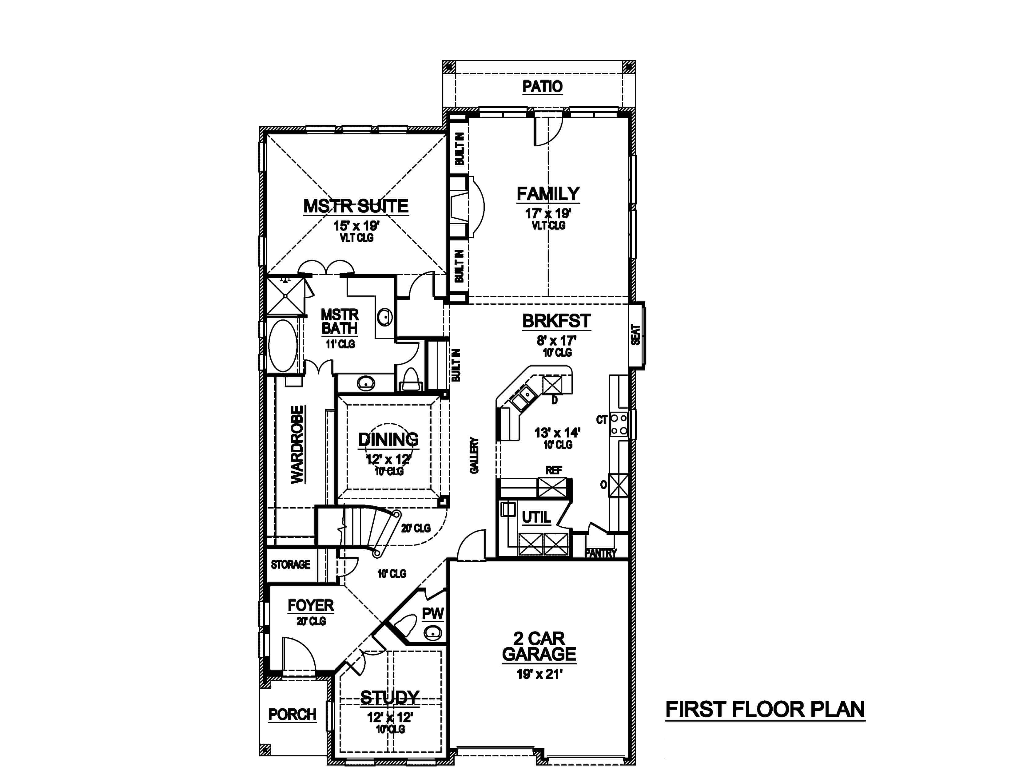 Floor Plan Main Level of European Plan #195-1231