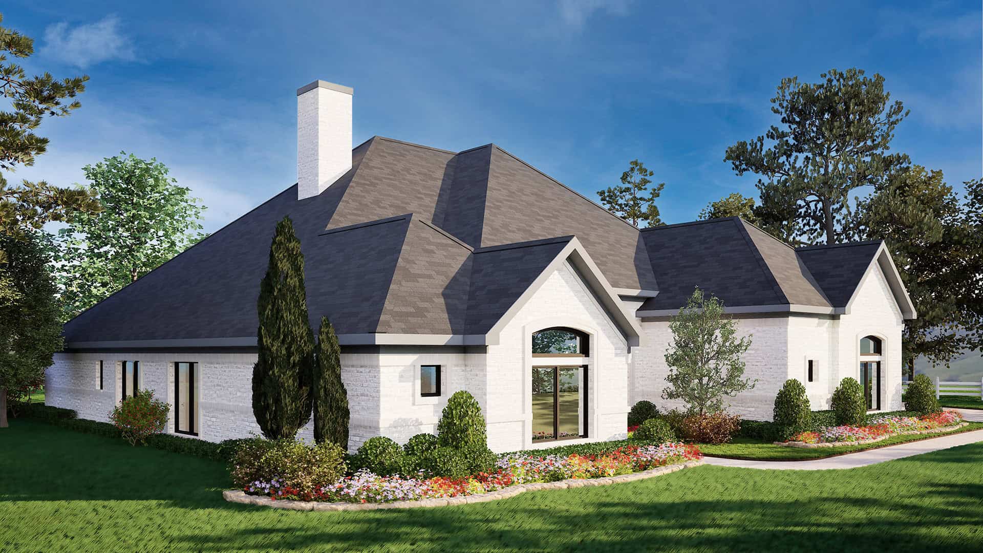 Home Plan Front Elevation of this 4-Bedroom,3894 Sq Ft Plan -195-1239