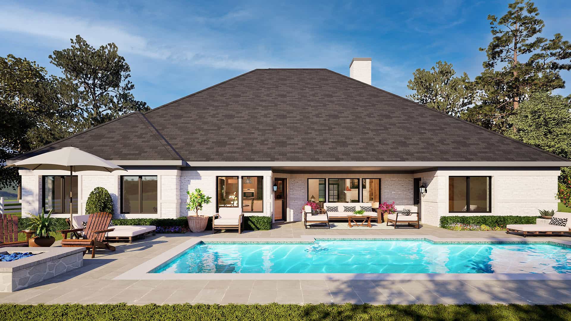 Rear View of this 4-Bedroom,3894 Sq Ft Plan -195-1239