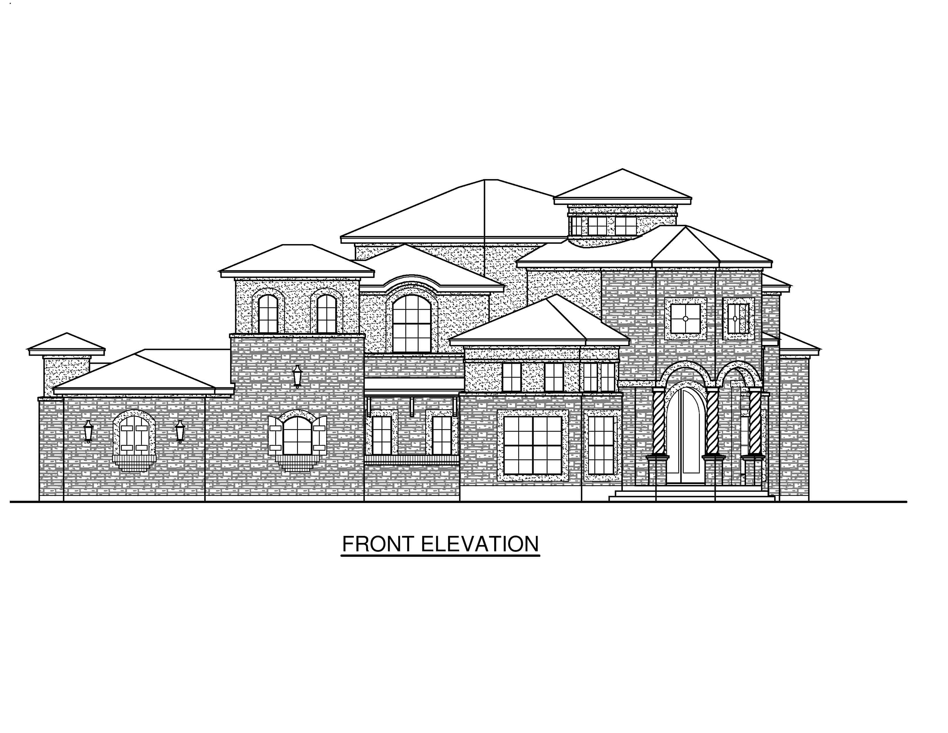 Home Plan Front Elevation of this 4-Bedroom,4328 Sq Ft Plan -195-1240