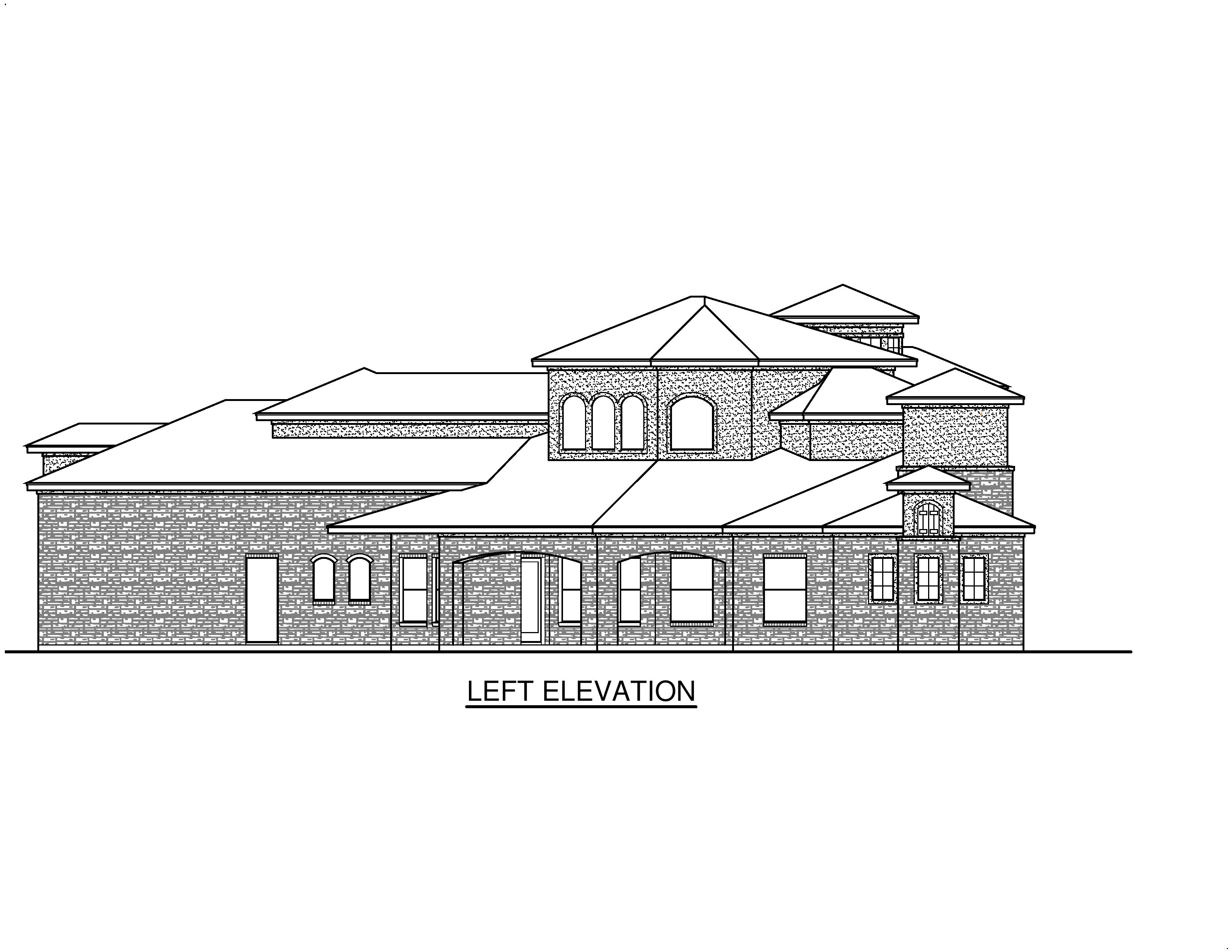 Home Plan Left Elevation of this 4-Bedroom,4328 Sq Ft Plan -195-1240