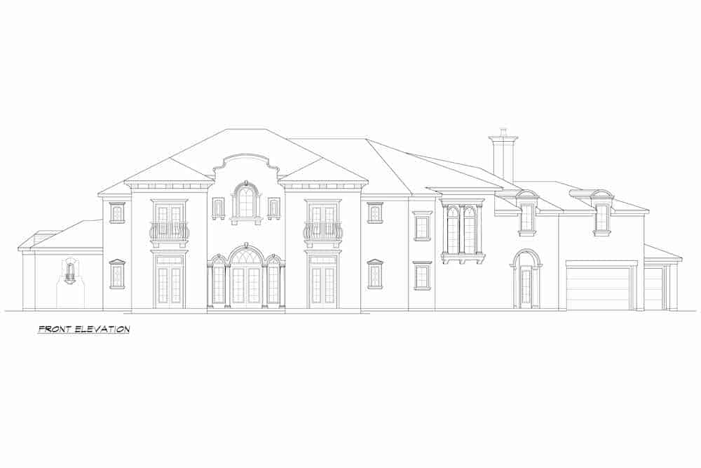 Home Plan Front Elevation of this 4-Bedroom,4697 Sq Ft Plan -195-1245