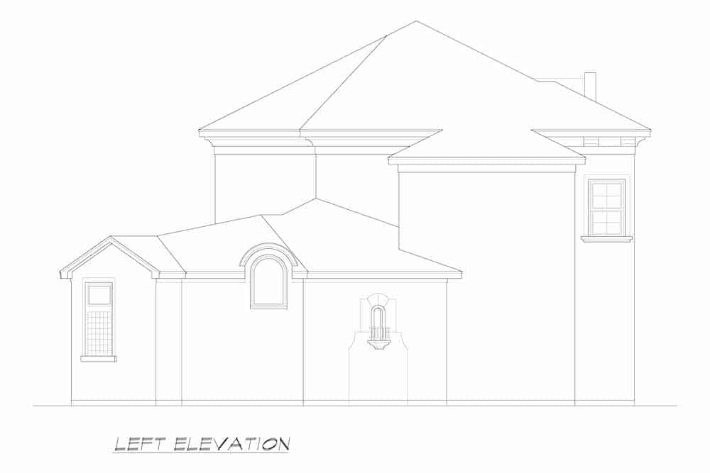 Home Plan Left Elevation of this 4-Bedroom,4697 Sq Ft Plan -195-1245