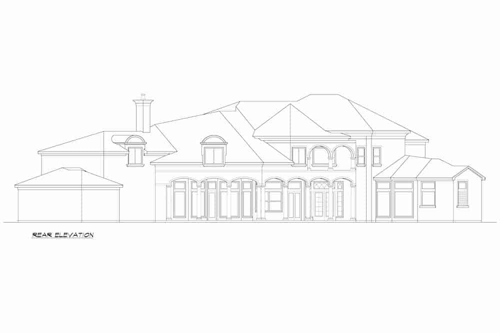 Home Plan Rear Elevation of this 4-Bedroom,4697 Sq Ft Plan -195-1245