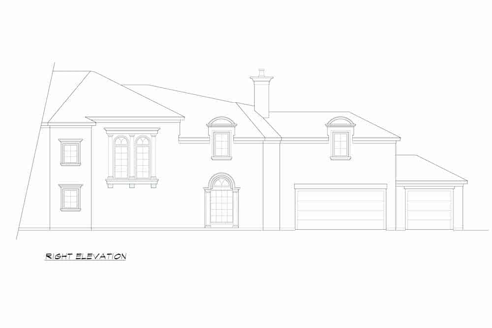 Home Plan Right Elevation of this 4-Bedroom,4697 Sq Ft Plan -195-1245