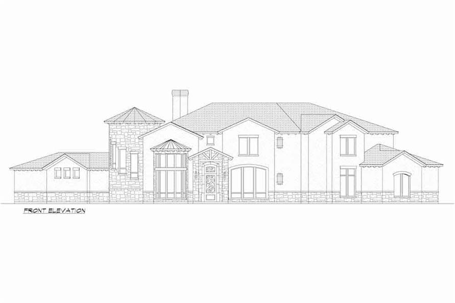 Home Plan Front Elevation of this 5-Bedroom,6052 Sq Ft Plan -195-1246
