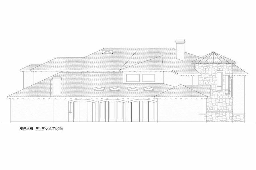 Home Plan Rear Elevation of this 5-Bedroom,6052 Sq Ft Plan -195-1246