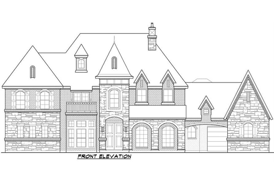 Home Plan Front Elevation of this 6-Bedroom,6974 Sq Ft Plan -195-1267