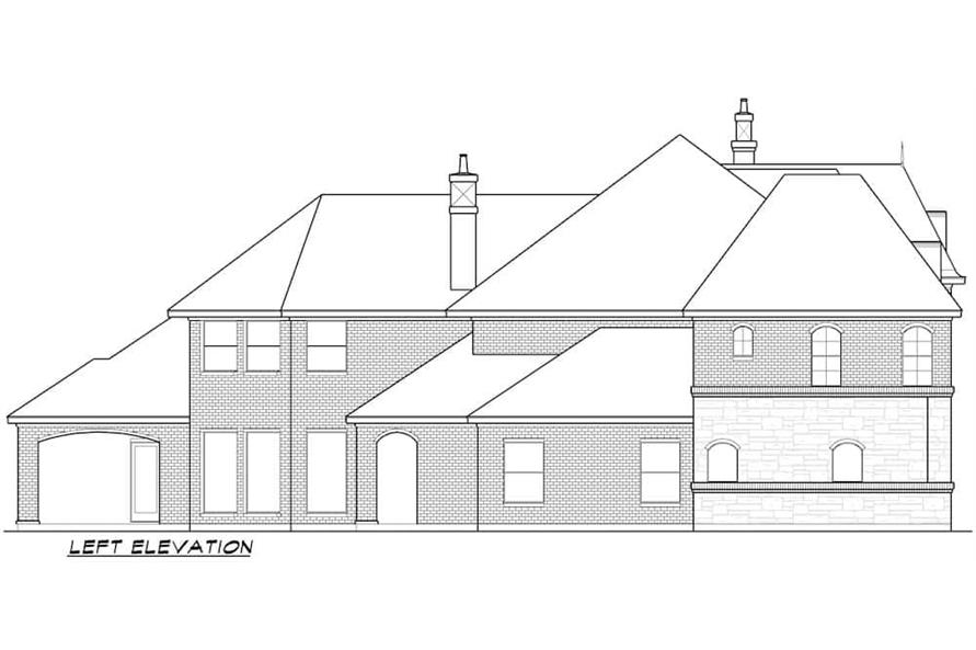 Home Plan Left Elevation of this 6-Bedroom,6974 Sq Ft Plan -195-1267