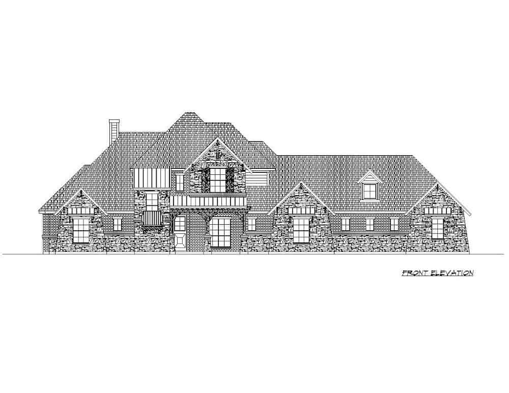 Home Plan Front Elevation of this 4-Bedroom,3164 Sq Ft Plan -195-1268