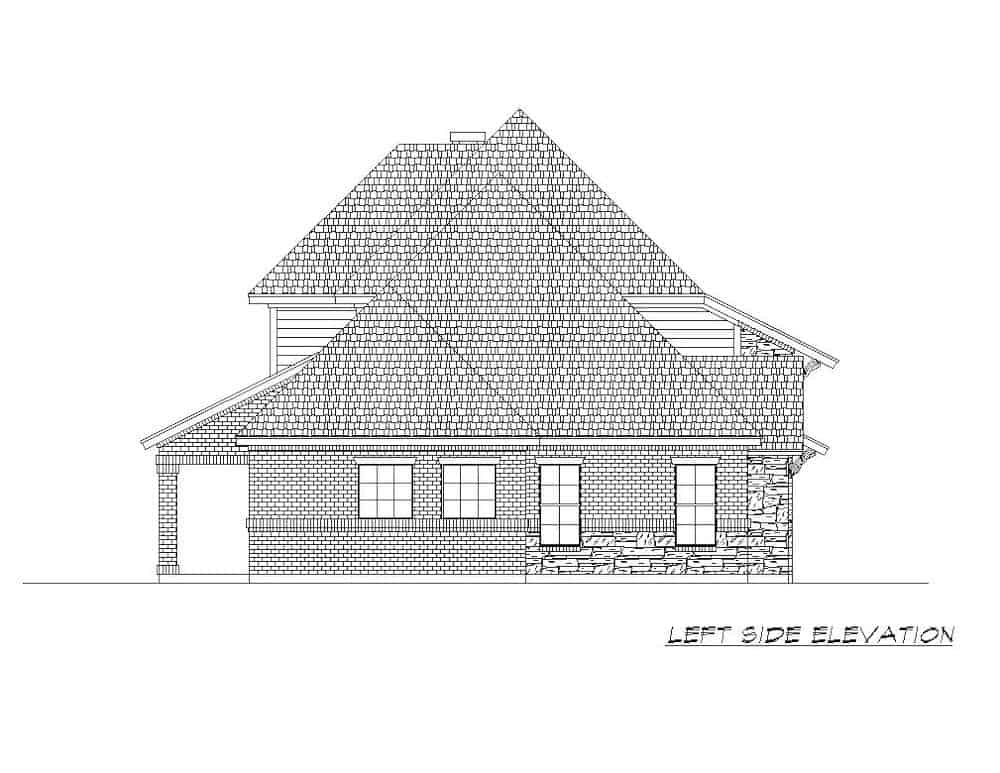Home Plan Left Elevation of this 4-Bedroom,3164 Sq Ft Plan -195-1268