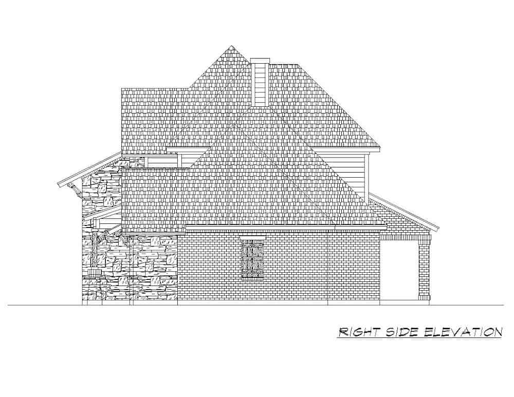 Home Plan Right Elevation of this 4-Bedroom,3164 Sq Ft Plan -195-1268