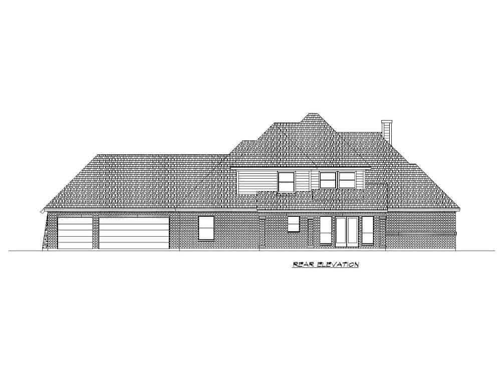 Home Plan Rear Elevation of this 4-Bedroom,3164 Sq Ft Plan -195-1268