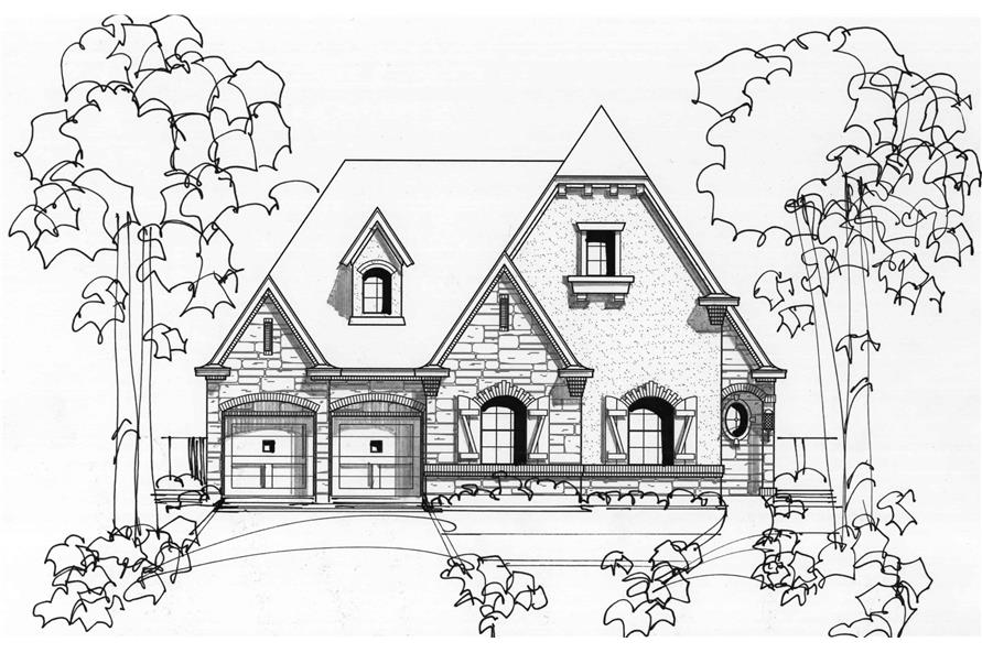 195-1274: Home Plan Rendering-Front View