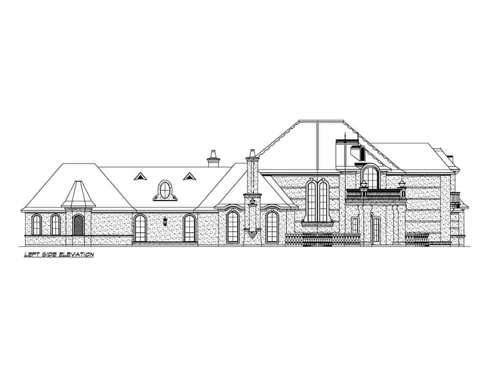 Home Plan Left Elevation of this 3-Bedroom,7576 Sq Ft Plan -195-1282