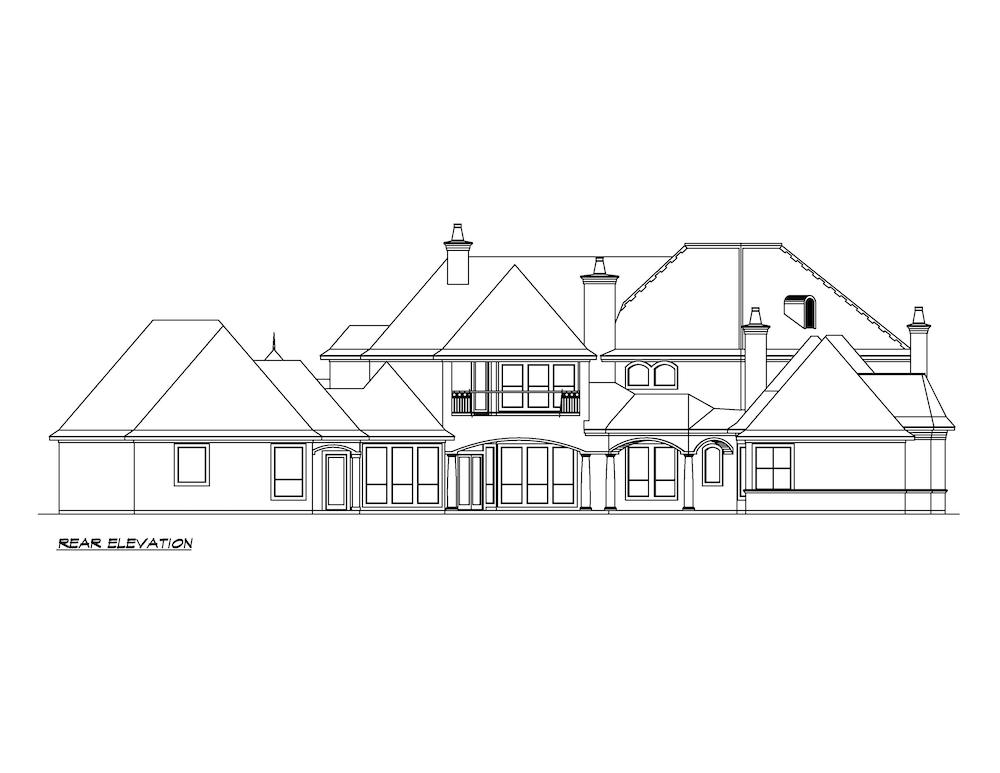 Home Plan Rear Elevation of this 3-Bedroom,7576 Sq Ft Plan -195-1282