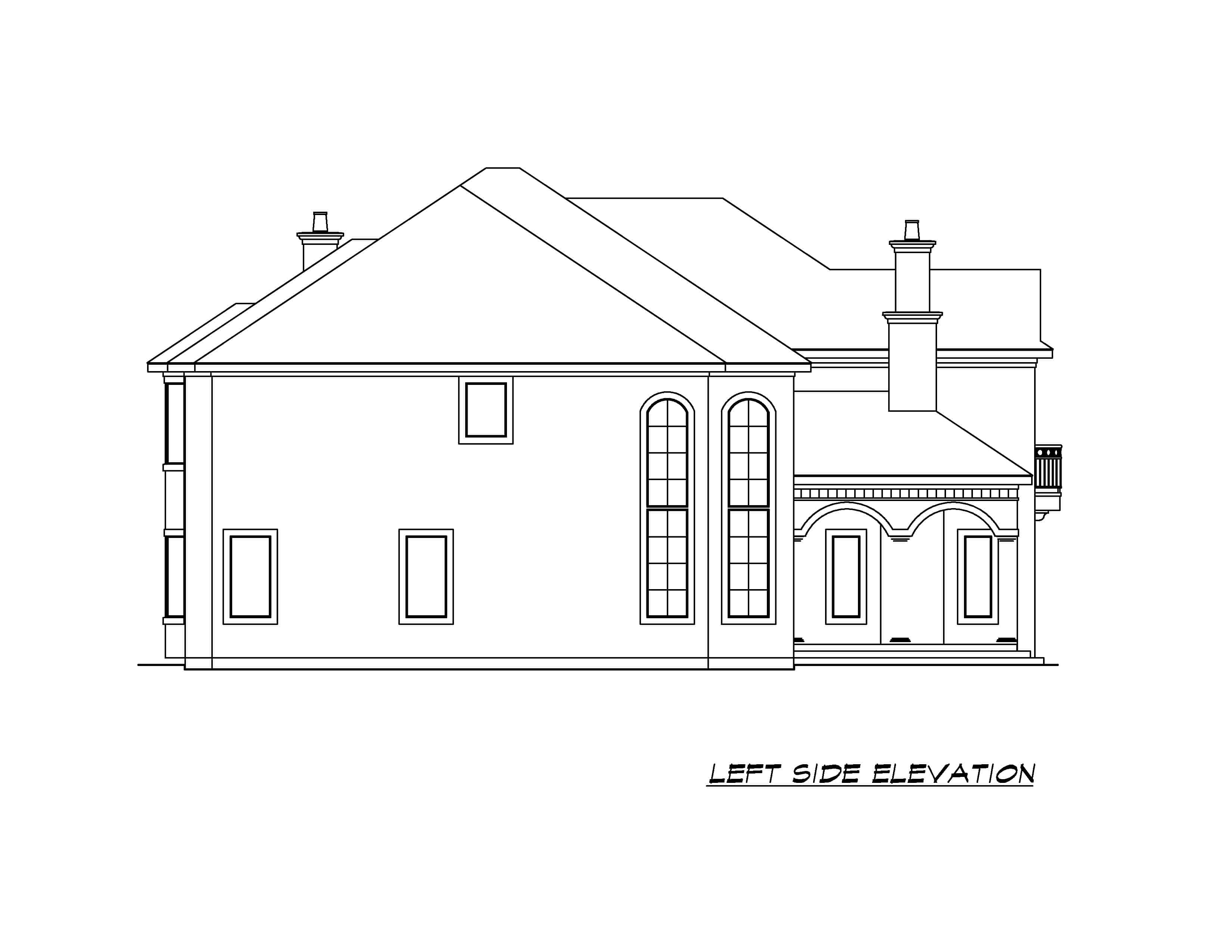 Home Plan Left Elevation of this 3-Bedroom,4285 Sq Ft Plan -195-1286