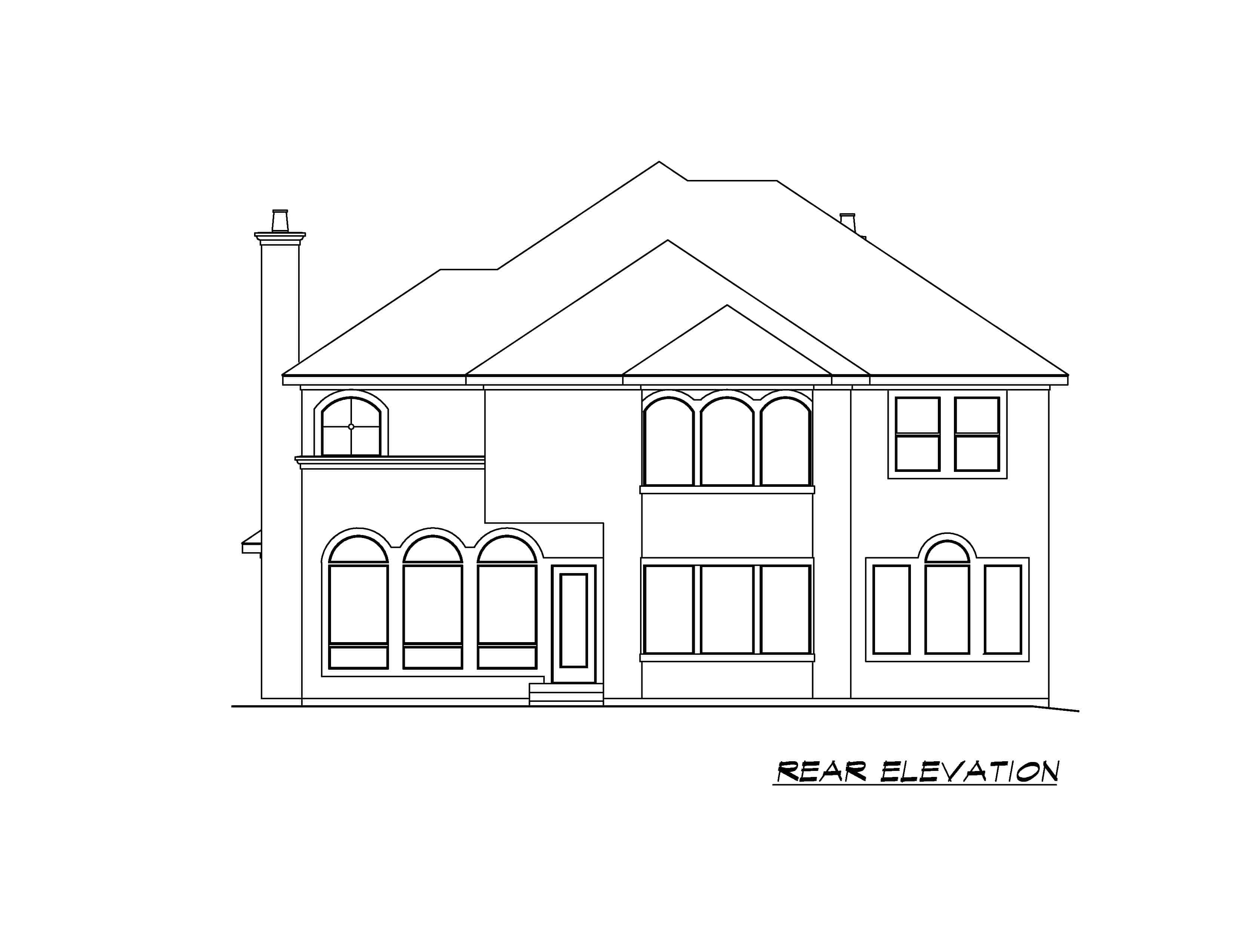 Home Plan Rear Elevation of this 3-Bedroom,4285 Sq Ft Plan -195-1286